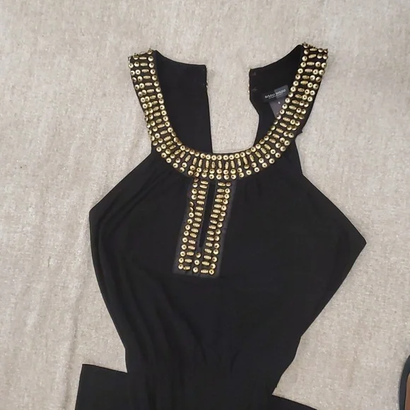 Bisou Bisou black wide leg jumpsuit rompers size 8 - Picture 6 of 13